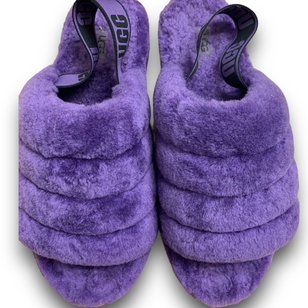 UGG Women's Fluff Slide Slippers Slingback Shoes Size 10 Purple